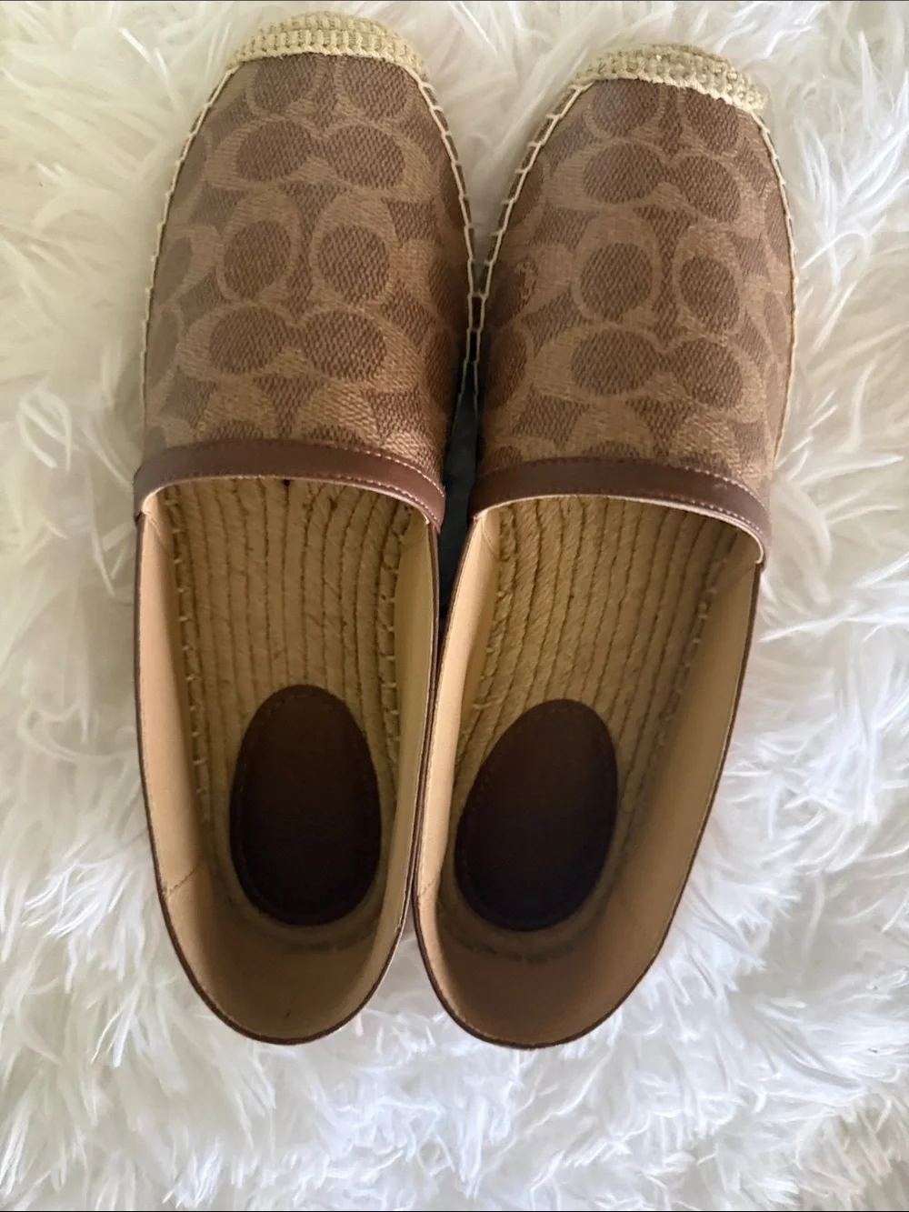Coach Brown Signature Canvas Espadrille Flats